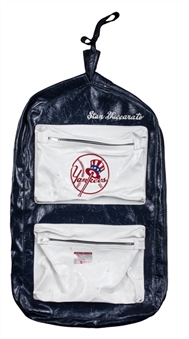 Authentic New York Yankees 1970s Garment Bag Used by Tacoma Yankees Vice President and GM with Six Authentic New York Yankees Patches Removed from Game Worn Jerseys